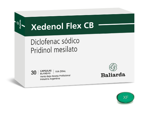 Xedenol Flex CB_0_Diclofenac-Pridinol_10.png Xedenol Flex CB  Diclofenac  Pridinol  aine antiinflamatorio artritis columna Contractura Muscular Diclofenac dolor agudo espalda golpe hombro mano Miorrelajante Pridinol relajante muscular rodilla tobillo trauma Xedenol Flex CB